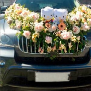 Arreglo de auto matrimonial con peluches