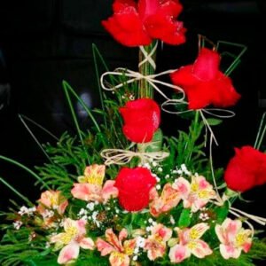 Arreglo con 6 rosas rojas